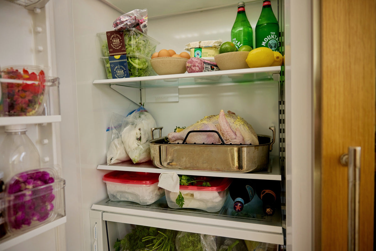 The fridge on Wednesday night, the turkey on the lowest shelf